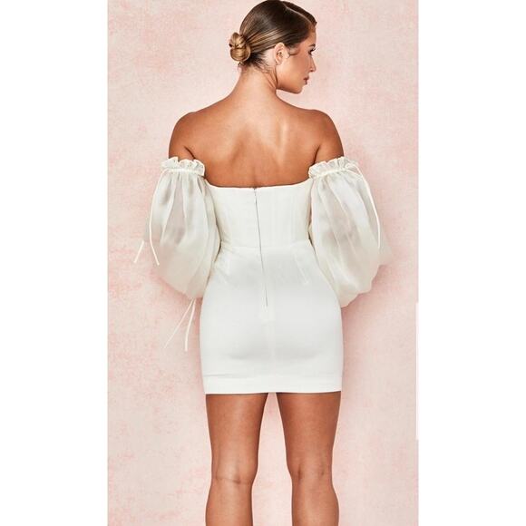 House of CB Marisa Ivory Satin Croset Mini Dress Size XS Extra Small - Picture 3 of 9